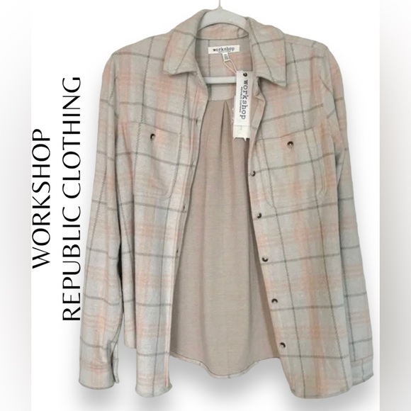 Workshop Republic Clothing Tops - Workshop Pink Flannel Top NWT MEDIUM MSRP $78
